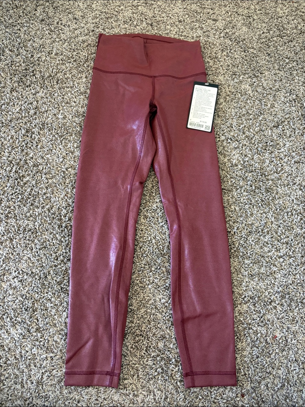 High-Rise Shiny Burgundy Leggings
